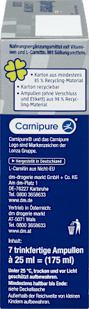 L-Carnitine Vloeibaar, Sinaasappelsmaak, 7 stuks van 25 ml, 175 ml