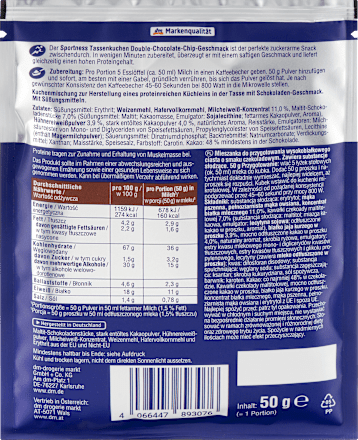 Protein Tassenkuchen, Double Choc Geschmack, 50 g