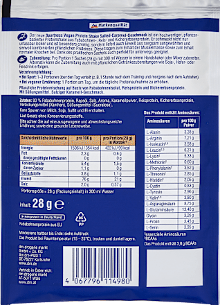 Proteinpulver, Protein Shake Vegan Salted-Caramel-Geschmack, 28 g
