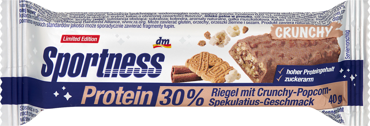 Sportness Proteinriegel 30%, Popcorn-Spekulatius-Geschmack, 40 g