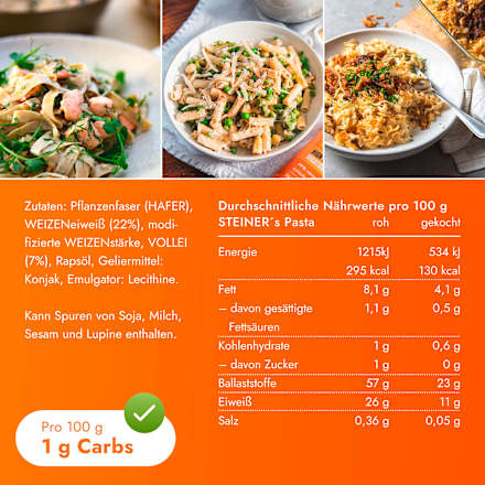 Pasta, koolhydraatarm, eiwitrijk fusilli, 250 g