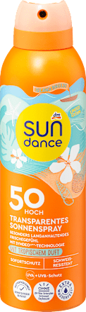 Sonnenspray transparent Sport mit tropischem Duft, island breeze, LSF 50, 200 ml SUNDANCE