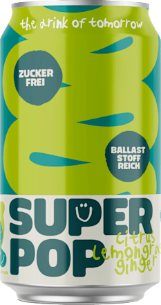 Erfrischungsgetränk, Super Pop Citrus-Lemongras-Ginger, 0,33 l EINWEG SUPER POP