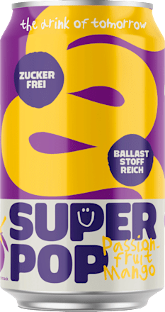 Erfrischungsgetränk, Super Pop Passionfruit-Mango, 0,33 l EINWEG