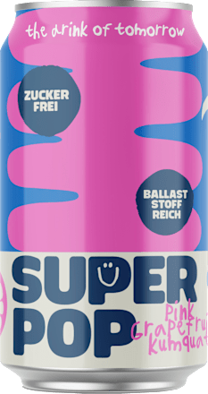 Erfrischungsgetränk, Super Pop Pink Grapefruit-Kumquat, 0,33 l EINWEG