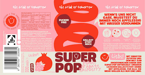 Erfrischungsgetränk, Super Pop Pomegranate-Raspberry, 0,33 l EINWEG