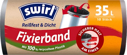 Müllbeutel 35 l Fixierband mit 100 % recyceltem Plastik, 10 St
