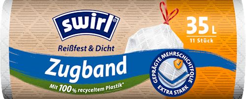 Müllbeutel 35 l Zugband mit 100 % recyceltem Plastik, 11 St