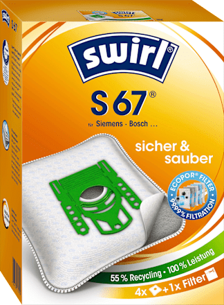 Staubsaugerbeutel S67 MicroPor Plus inkl. 1 Filter, 4 St Swirl