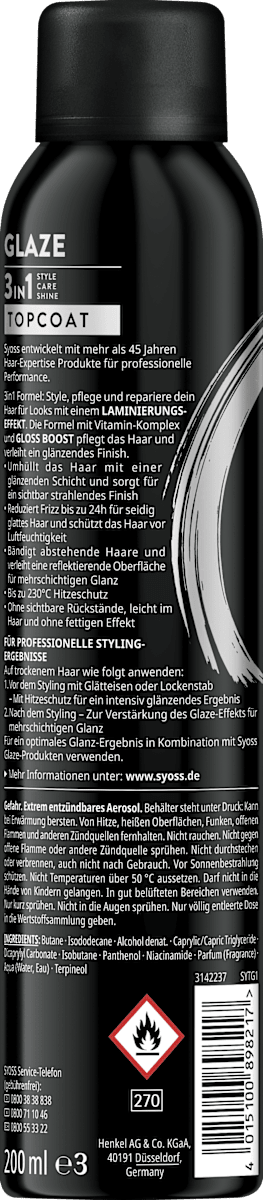 syoss Haarspray Topcoat Glaze 3in1, 200 ml