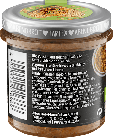 Brotaufstrich, Leberwurst aus Linsen, 135 g Tartex