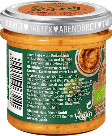 Broodbeleg, rode linzen, Italiaanse kruiden, 140 g