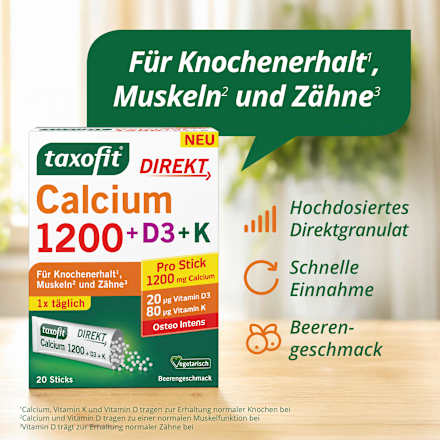Calcium direkt 1200 + D3 + K Sticks 20 St, 90 g