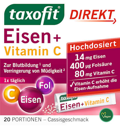 IJzer + Foliumzuur + Vitamine C direct granulaat (20 stuks), 22 g