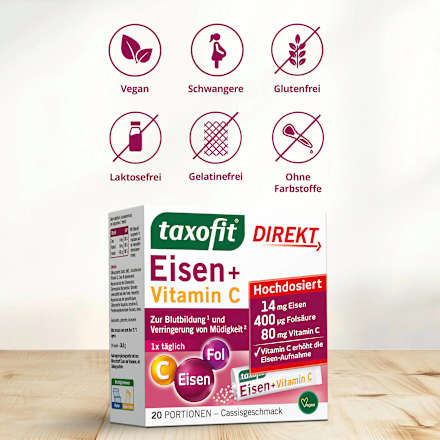Eisen + Folsäure + Vitamin C direkt Granulat (20 Stück), 22 g