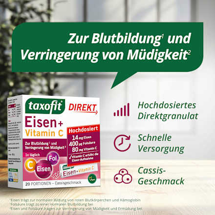 IJzer + Foliumzuur + Vitamine C direct granulaat (20 stuks), 22 g