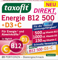 Energie B12 500 + D3 + C Direktgranulat 20 St, 34 g taxofit