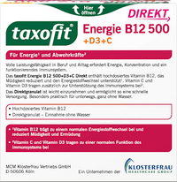 Energie B12 500 + D3 + C Direktgranulat 20 St, 34 g taxofit