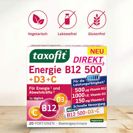 Energie B12 500 + D3 + C Direktgranulat 20 St, 34 g