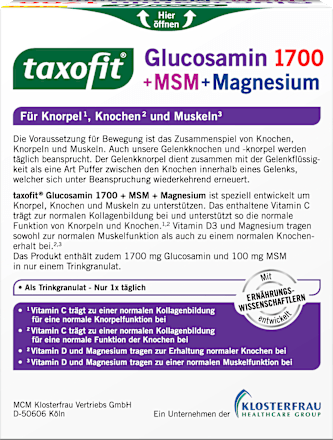 Glucosamin 1700 + MSM + Magnesium Sticks 20 St, 80 g