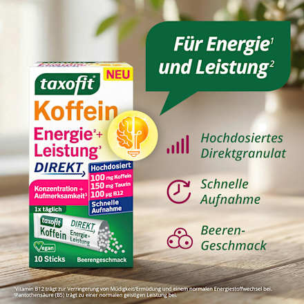 Koffein Energie + Leistung Direkt Sticks 10 St, 20 g
