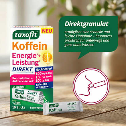 Koffein Energie + Leistung Direkt Sticks 10 St, 20 g
