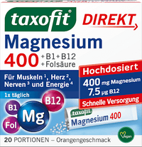 Magnesium 400 + B1 + B6 + B12 + Foliumzuur 800 Direct Granulaat 20 stuks, 40 g