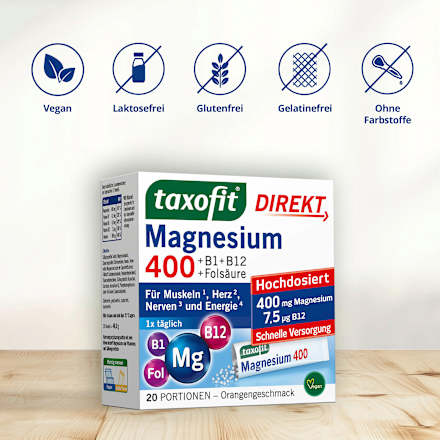 Magnesium 400 + B1 + B6 + B12 + Folsäure 800 Direkt-Granulat 20 St., 40 g