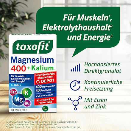 Magnesium 400 + Kalium Tabletten 30 stuks, 63 g