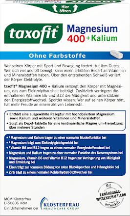 Magnesium 400 + Kalium Tabletten 30 stuks, 63 g