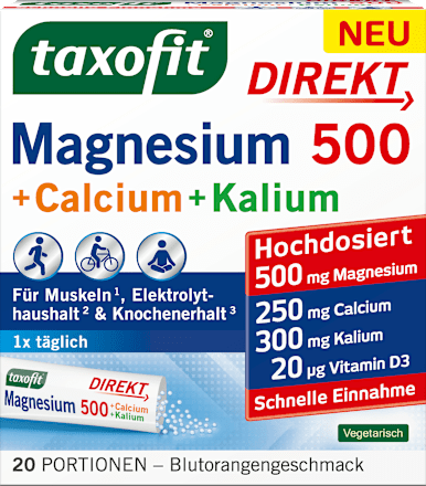 Magnesium 500 + Calcium &amp; Kalium Direct Granulaat 20 stuks, 62 g
