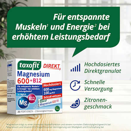 Magnesium 600 + B12 Direct Granulaat 20 stuks, 40 g