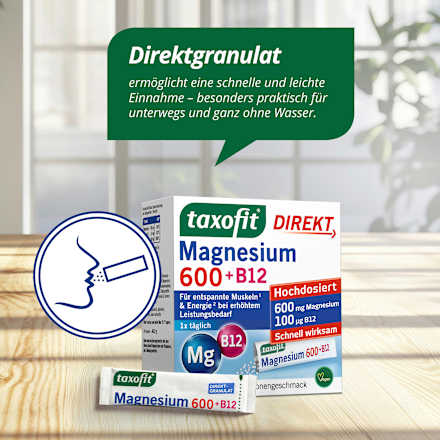 Magnesium 600 + B12 Direct Granulaat 20 stuks, 40 g