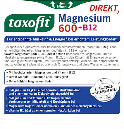 Magnesium 600 + B12 Direkt-Granulat 20 St, 40 g