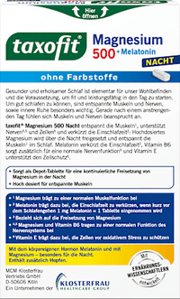 Magnesium Night 500 + Melatonine Tabletten 30 stuks, 47,9 g
