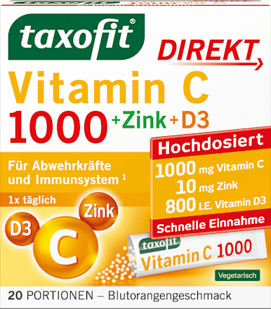 Vitamine C + Zink + D3 direct granulaat 20 stuks, 60 g