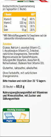 Vitamin C + Zink + D3 Direktgranulat 20 St, 60 g