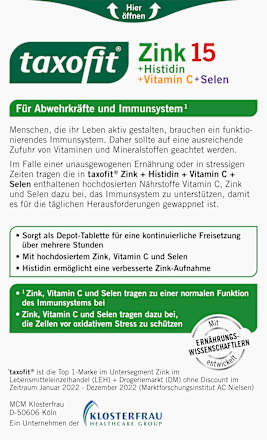 Zink + Histidine + Vitamine C + Selenium Tabletten 40 stuks, 31,2 g