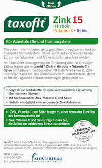 Zink + Histidine + Vitamine C + Selenium Tabletten 40 stuks, 31,2 g