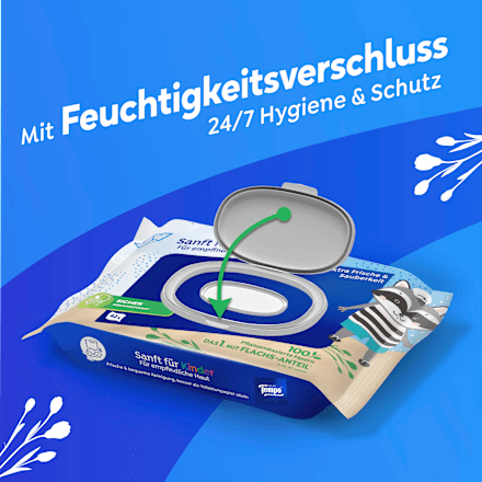 Vochtige toiletdoekjes, zacht voor kinderen (2x42 stuks), 84 stuks