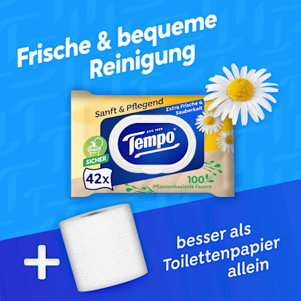 Vochtig toiletpapier zachte &amp; verzorgende kamille (2x42 stuks), 84 stuks