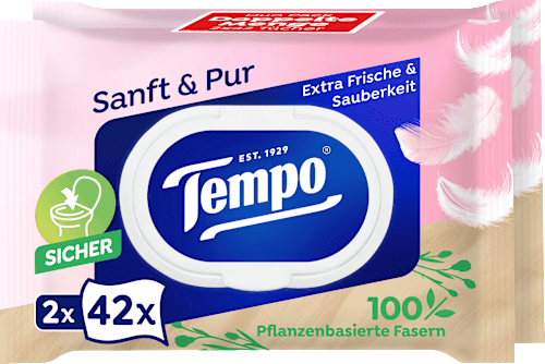 Vochtig toiletpapier mild &amp; puur (2x42 stuks), 84 stuks