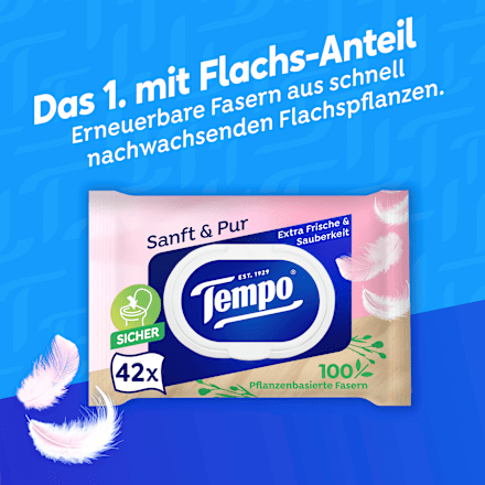 Vochtig toiletpapier mild &amp; puur (2x42 stuks), 84 stuks