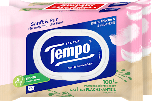 Vochtig toiletpapier mild &amp; puur (2x42 stuks), 84 stuks