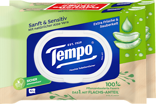 Vochtig toiletpapier mild &amp; gevoelig Aloë Vera (2x42 stuks), 84 stuks