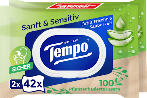 Vochtig toiletpapier mild &amp; gevoelig Aloë Vera (2x42 stuks), 84 stuks