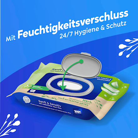 Vochtig toiletpapier mild &amp; gevoelig Aloë Vera (2x42 stuks), 84 stuks