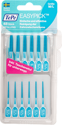 Interdentale tandenstokers Easypick blauw metaalvrij M/L, 48 stuks