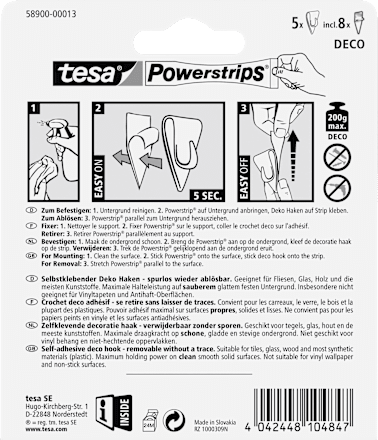 Decoratieve haken Powerstrips® transparant set 5 stuks, 1 stuk