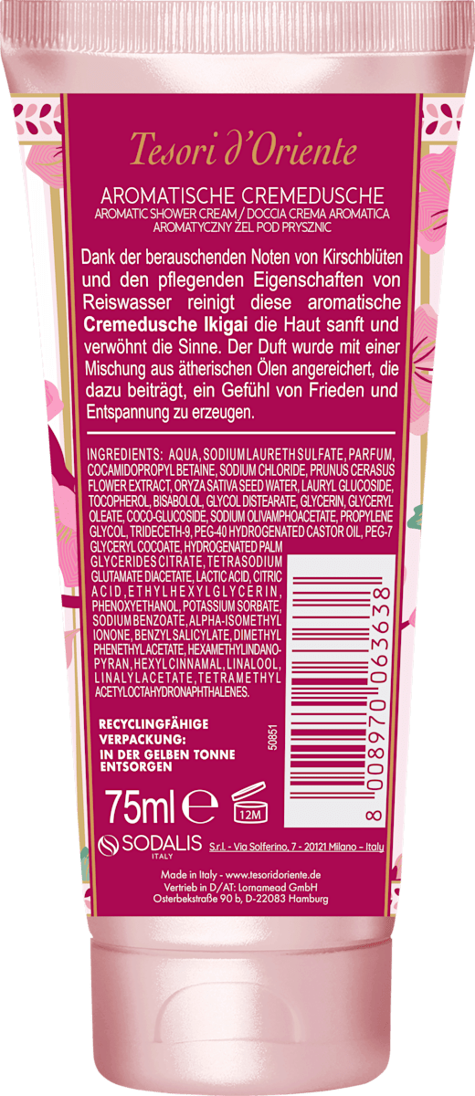 Tesori d'Oriente Cremedusche Ikigai, Reisegröße, 75 ml